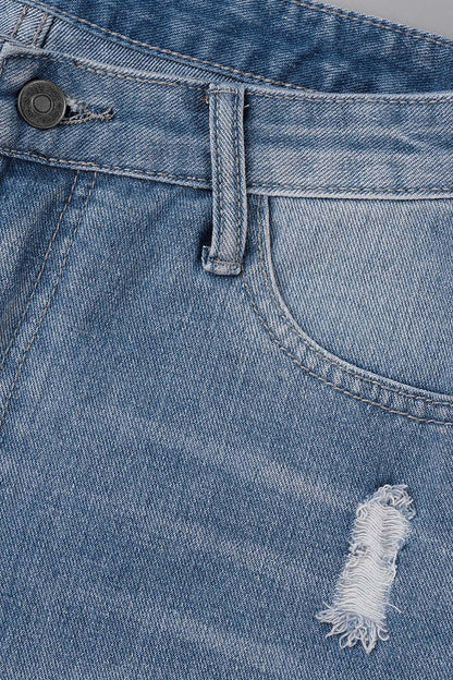 Shorts vaqueros casuales de cintura alta con rotos y diseño urbano