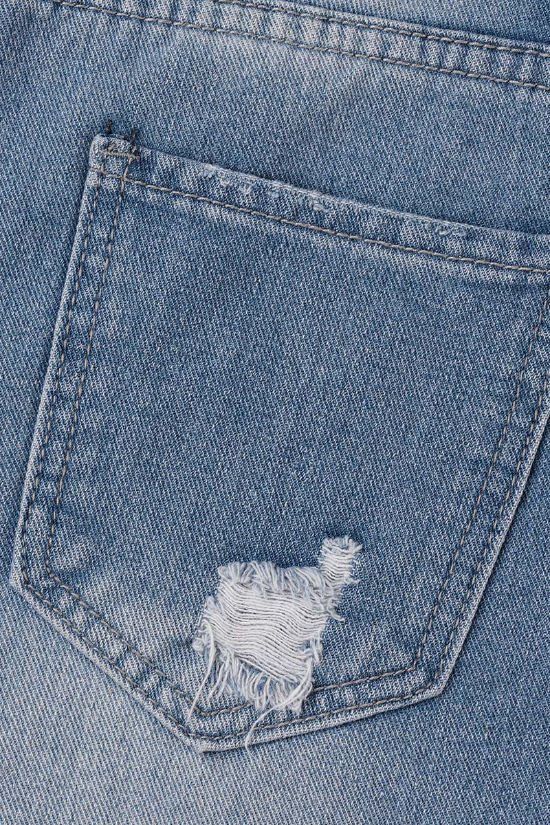 Shorts vaqueros casuales de cintura alta con rotos y diseño urbano