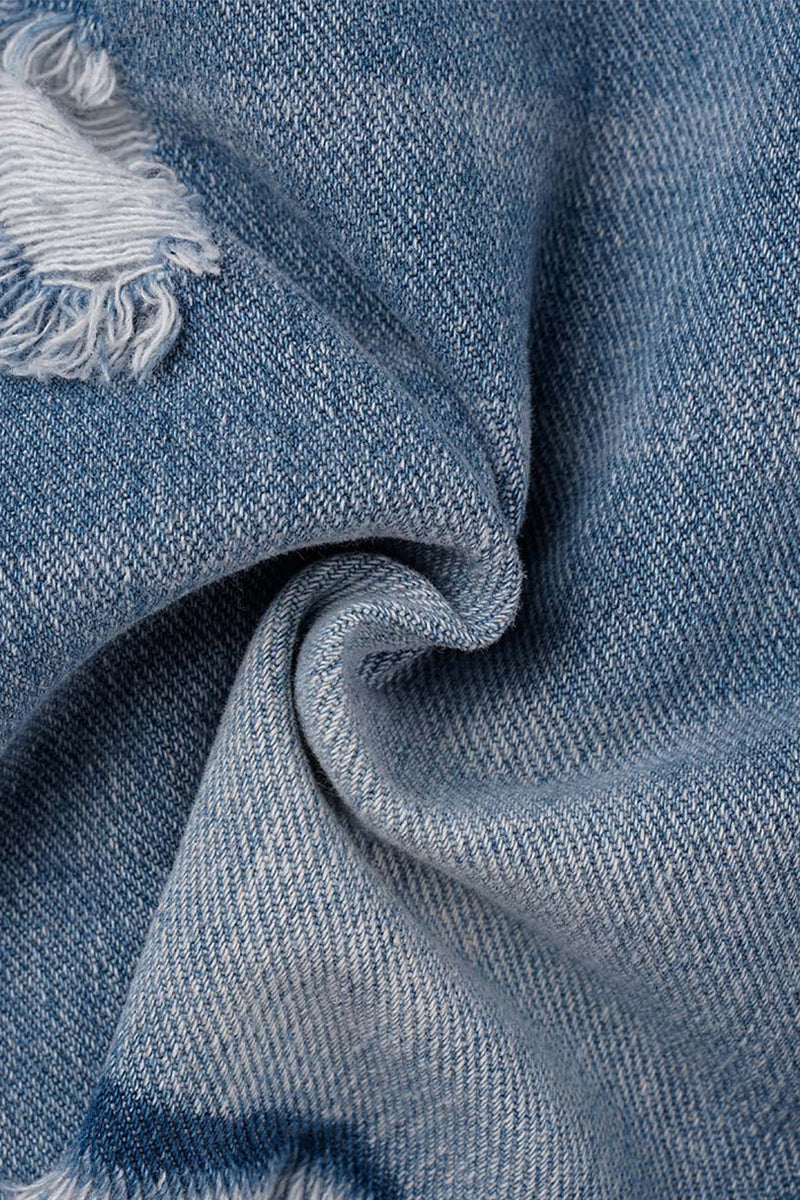Shorts vaqueros casuales de cintura alta con rotos y diseño urbano