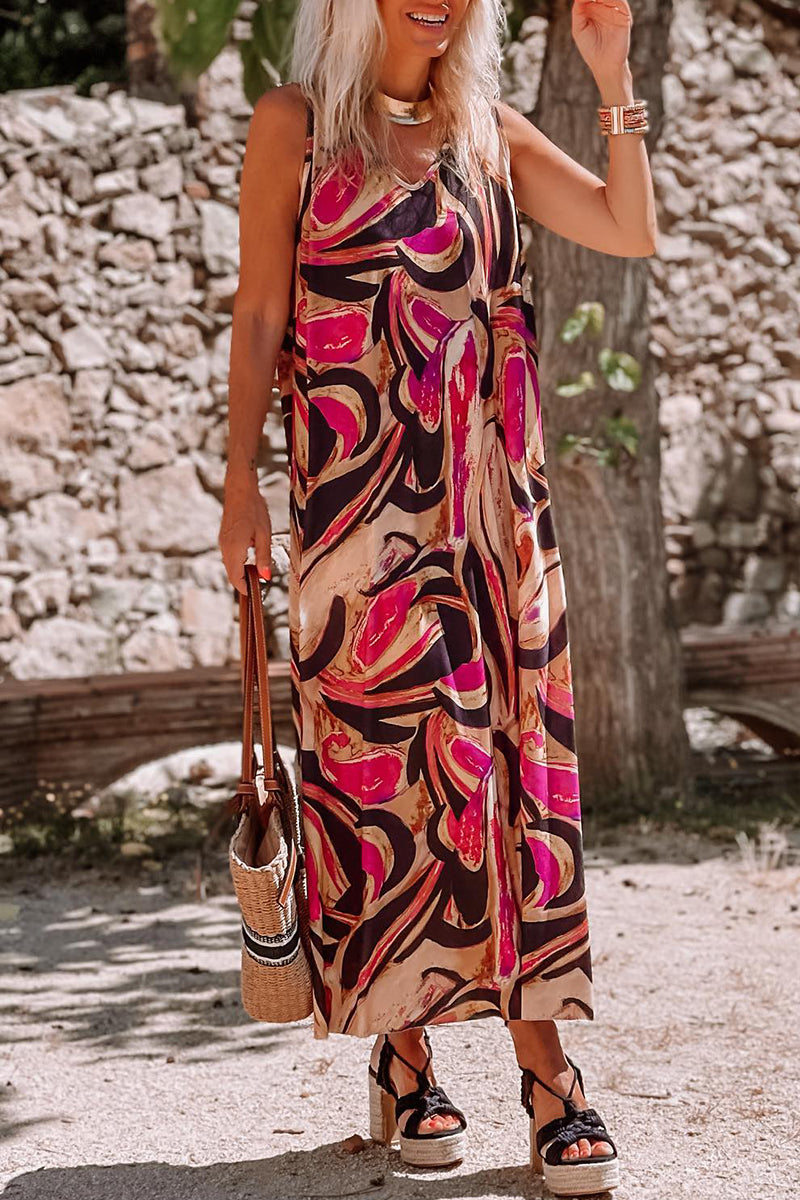 Vestido informal bohemio con estampado floral y cuello en V