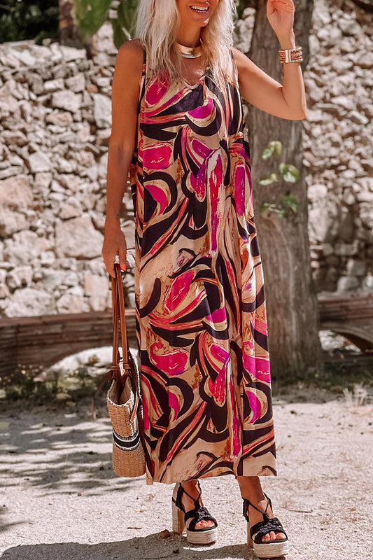 Vestido informal bohemio con estampado floral y cuello en V