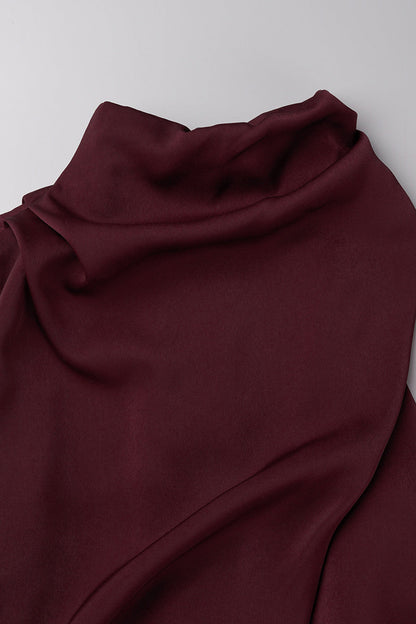Vestidos de celebridades con cuello alto, línea A, sencillos y sólidos con cremallera (6 colores)