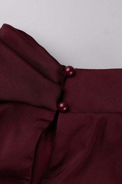 Vestidos de celebridades con cuello alto, línea A, sencillos y sólidos con cremallera (6 colores)