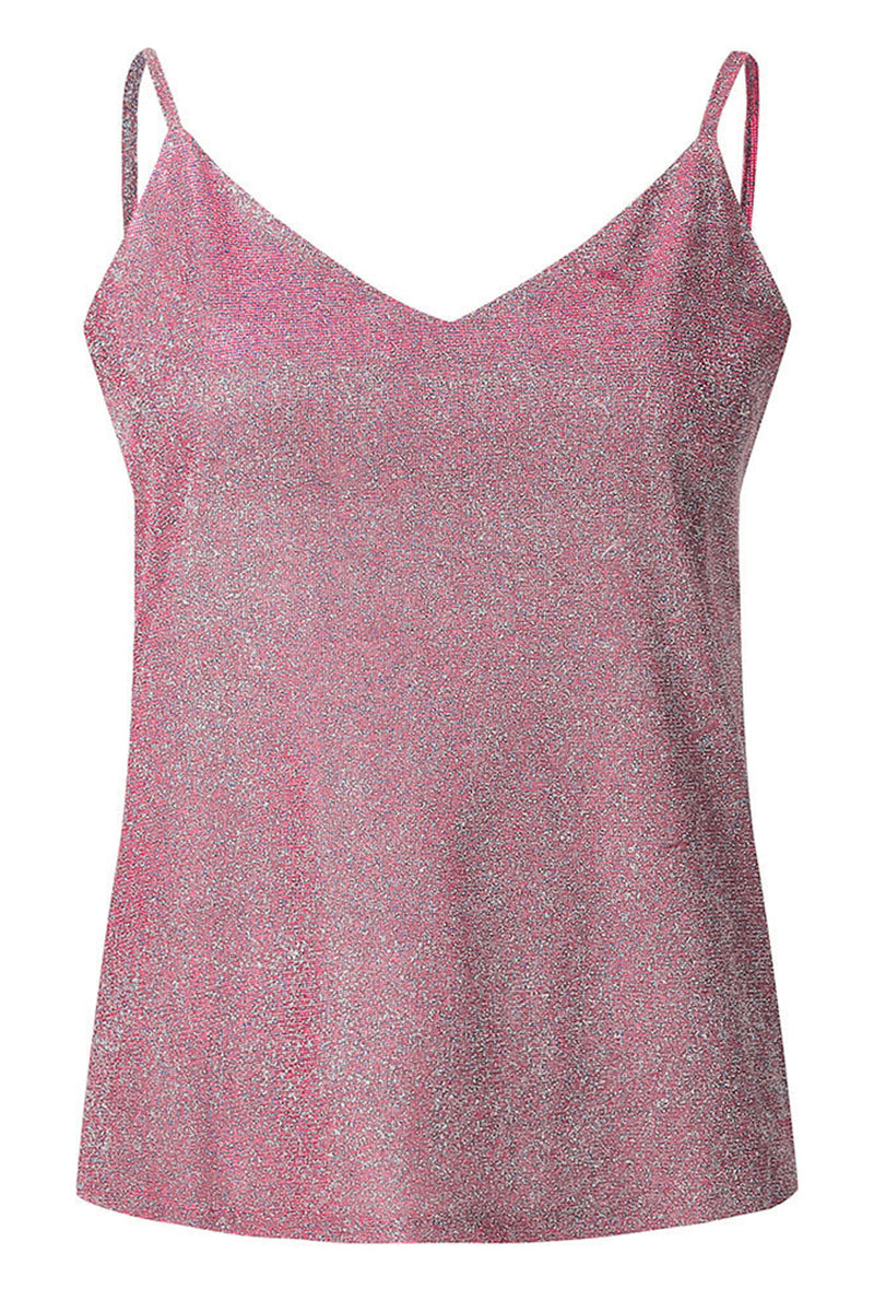Tops sexys de lentejuelas lisas con cuello en V de talla grande (4 colores)