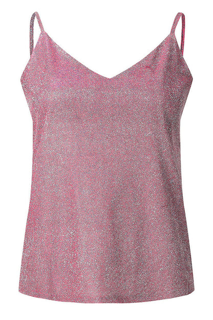 Tops sexys de lentejuelas lisas con cuello en V de talla grande (4 colores)