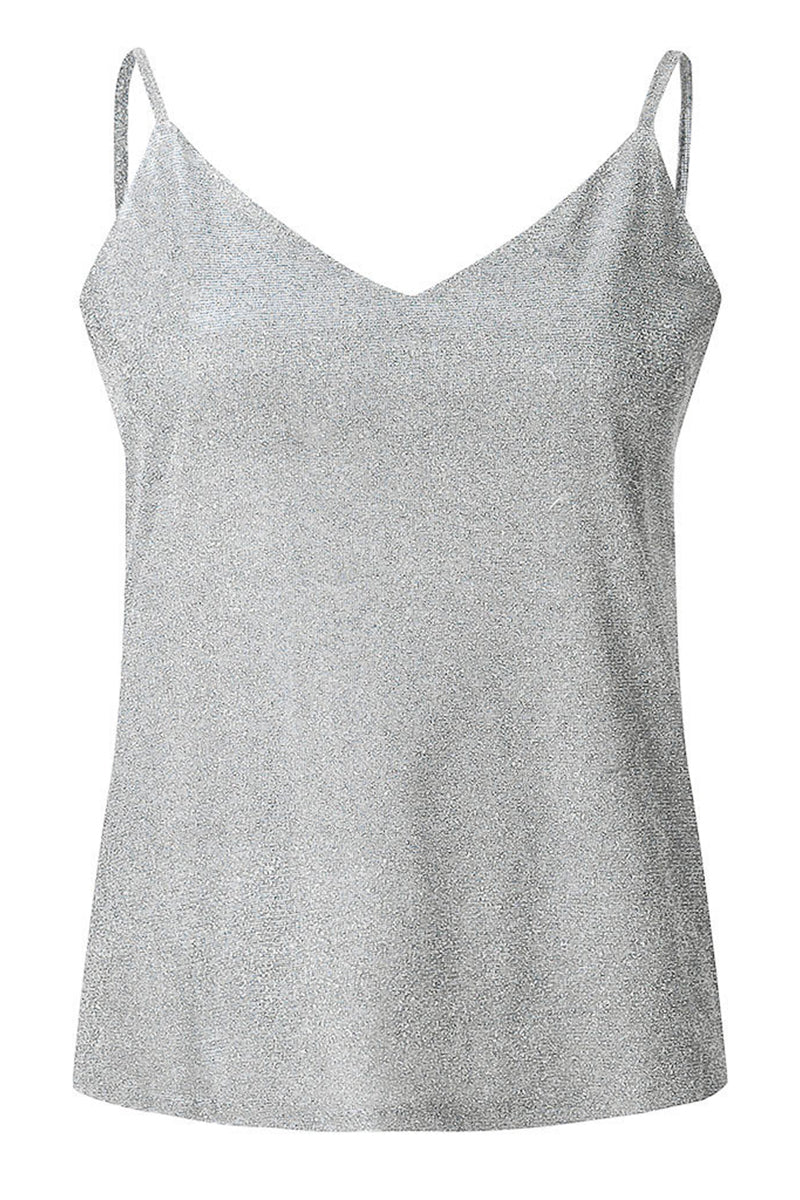 Tops sexys de lentejuelas lisas con cuello en V de talla grande (4 colores)