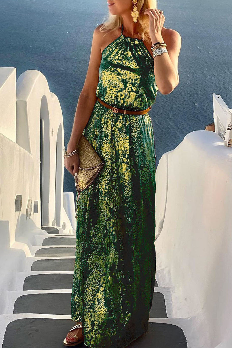 Elegante vestido de fiesta sin espalda y sin cinturón, estilo halter, corte A (6 colores)