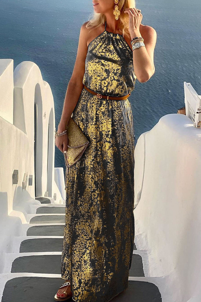 Elegante vestido de fiesta sin espalda y sin cinturón, estilo halter, corte A (6 colores)