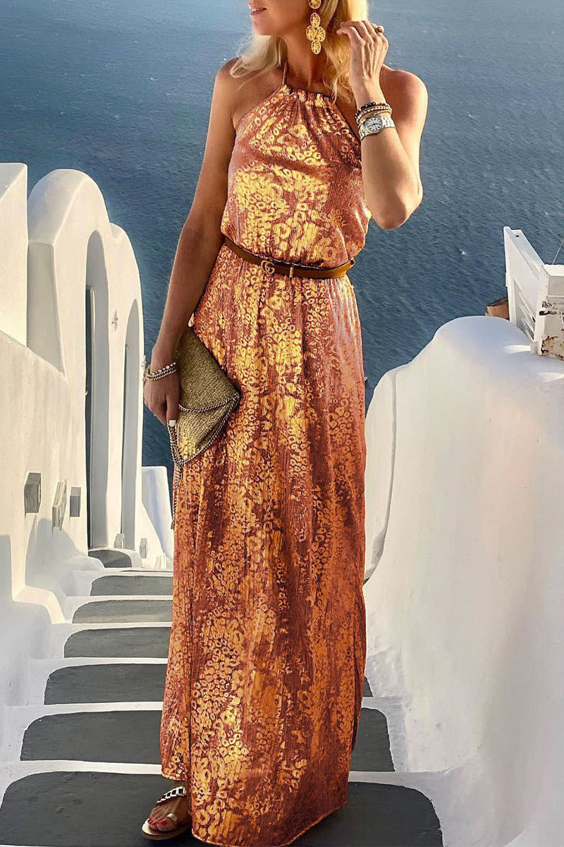 Elegante vestido de fiesta sin espalda y sin cinturón, estilo halter, corte A (6 colores)