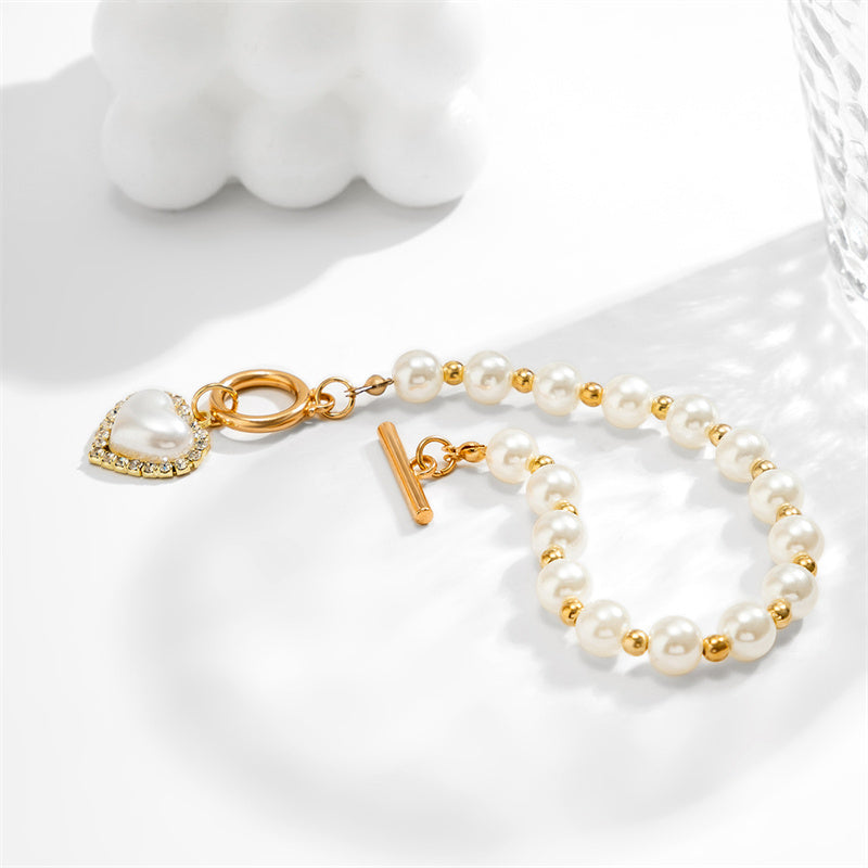 Pulseras de perlas con cadenas de patchwork informales