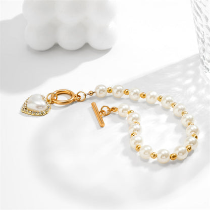 Pulseras de perlas con cadenas de patchwork informales