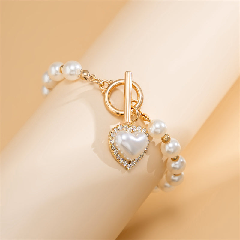 Pulseras de perlas con cadenas de patchwork informales