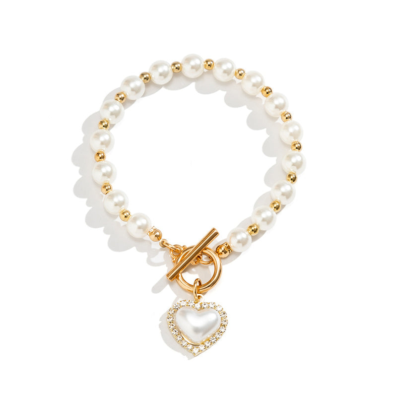 Pulseras de perlas con cadenas de patchwork informales