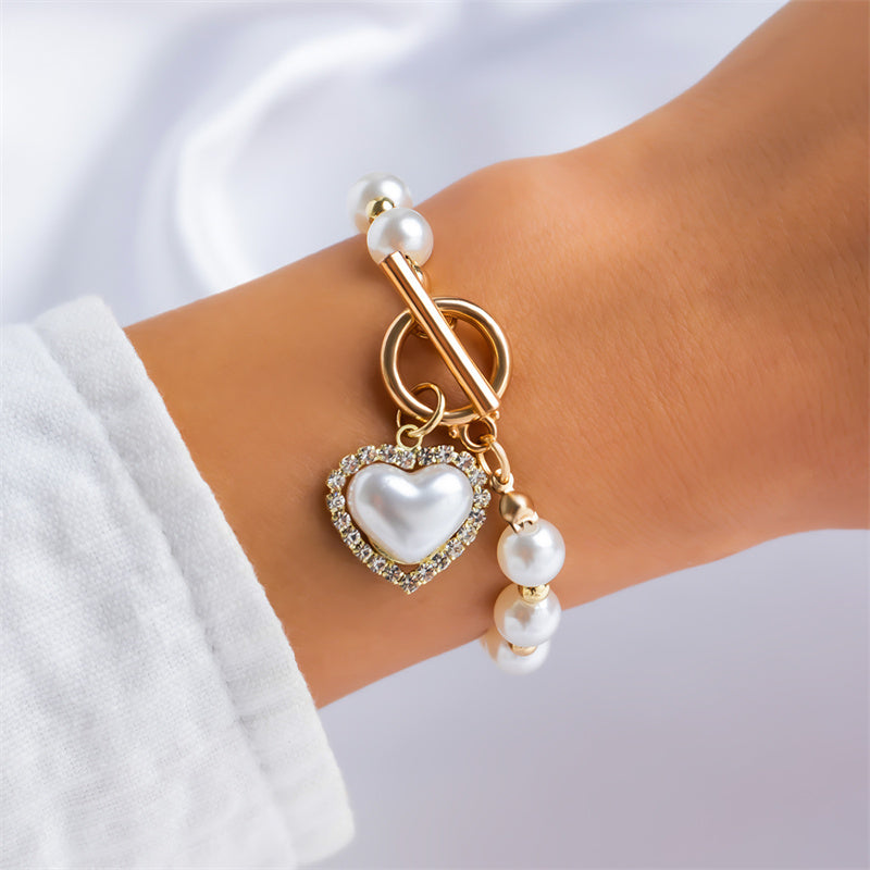Pulseras de perlas con cadenas de patchwork informales