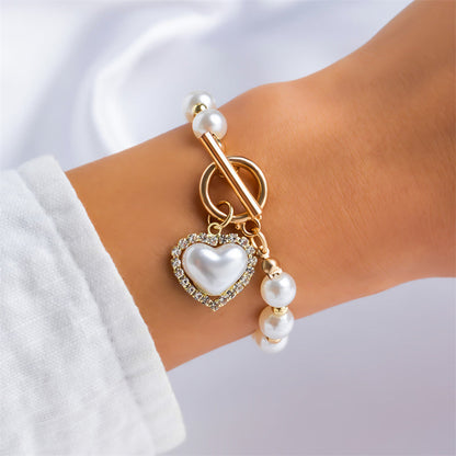 Pulseras de perlas con cadenas de patchwork informales