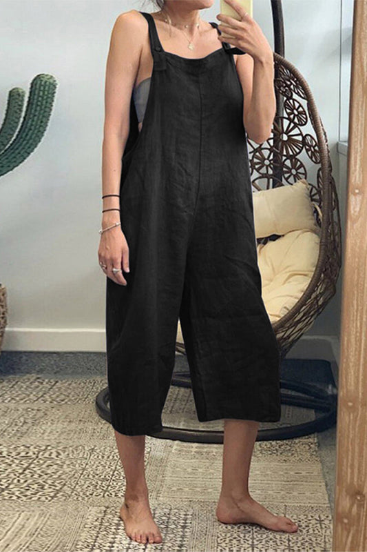 Mono holgado informal sencillo con cuello cuadrado y parches lisos (6 colores)