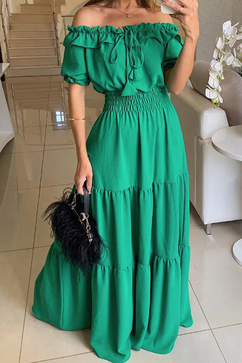 Vestidos sexys y elegantes de corte A con hombros descubiertos y frenillo liso (3 colores)