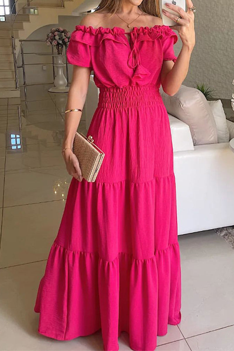 Vestidos sexys y elegantes de corte A con hombros descubiertos y frenillo liso (3 colores)
