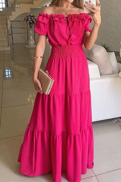Vestidos sexys y elegantes de corte A con hombros descubiertos y frenillo liso (3 colores)