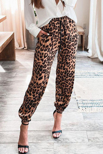 Pantalones casuales holgados con estampado de leopardo y patchwork (4 colores)