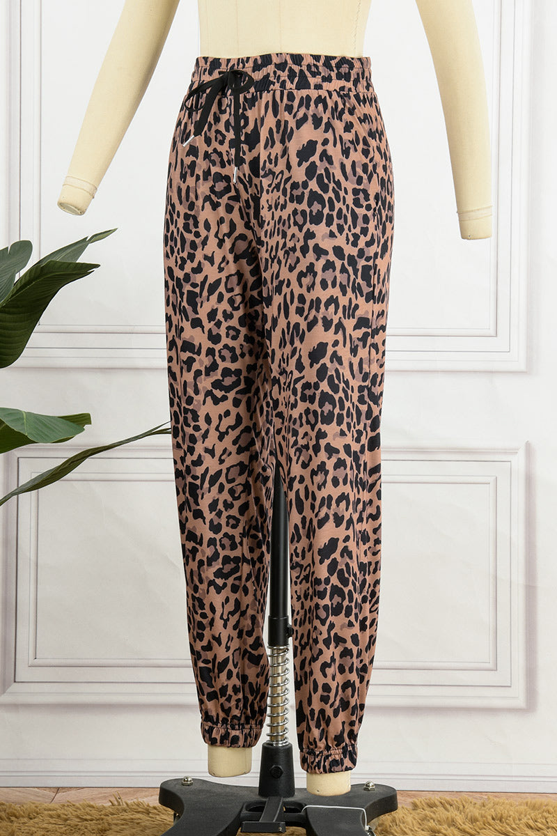 Pantalones casuales holgados con estampado de leopardo y patchwork (4 colores)