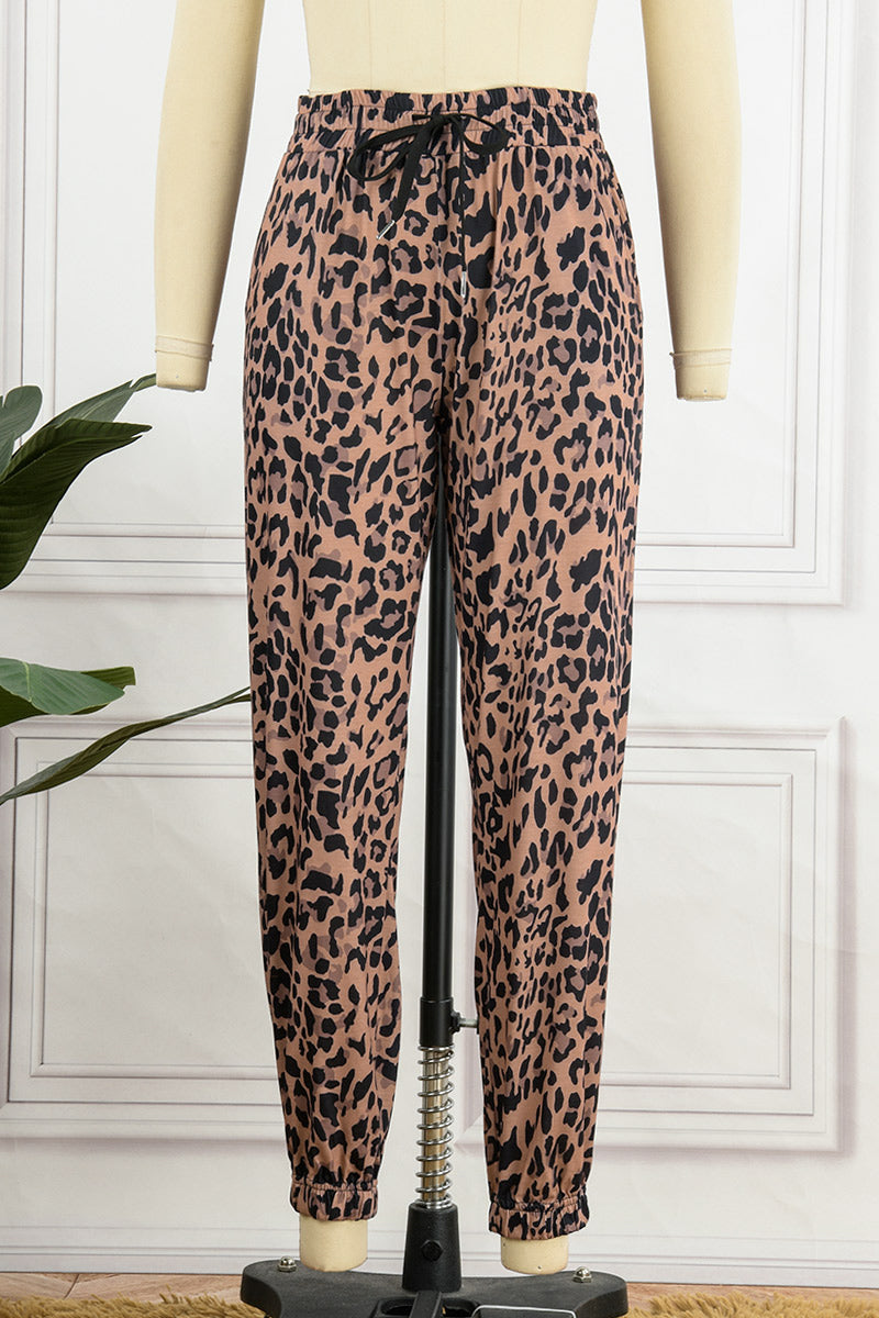 Pantalones casuales holgados con estampado de leopardo y patchwork (4 colores)