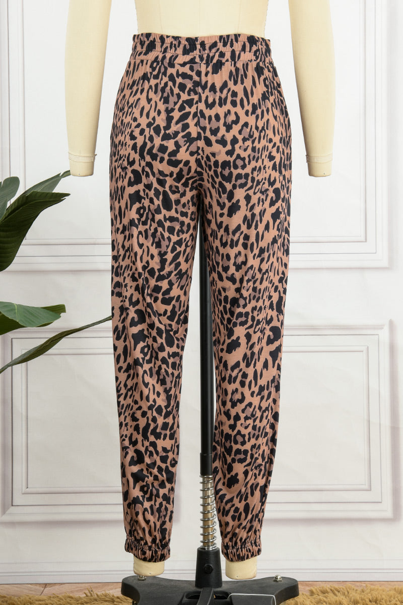 Pantalones casuales holgados con estampado de leopardo y patchwork (4 colores)