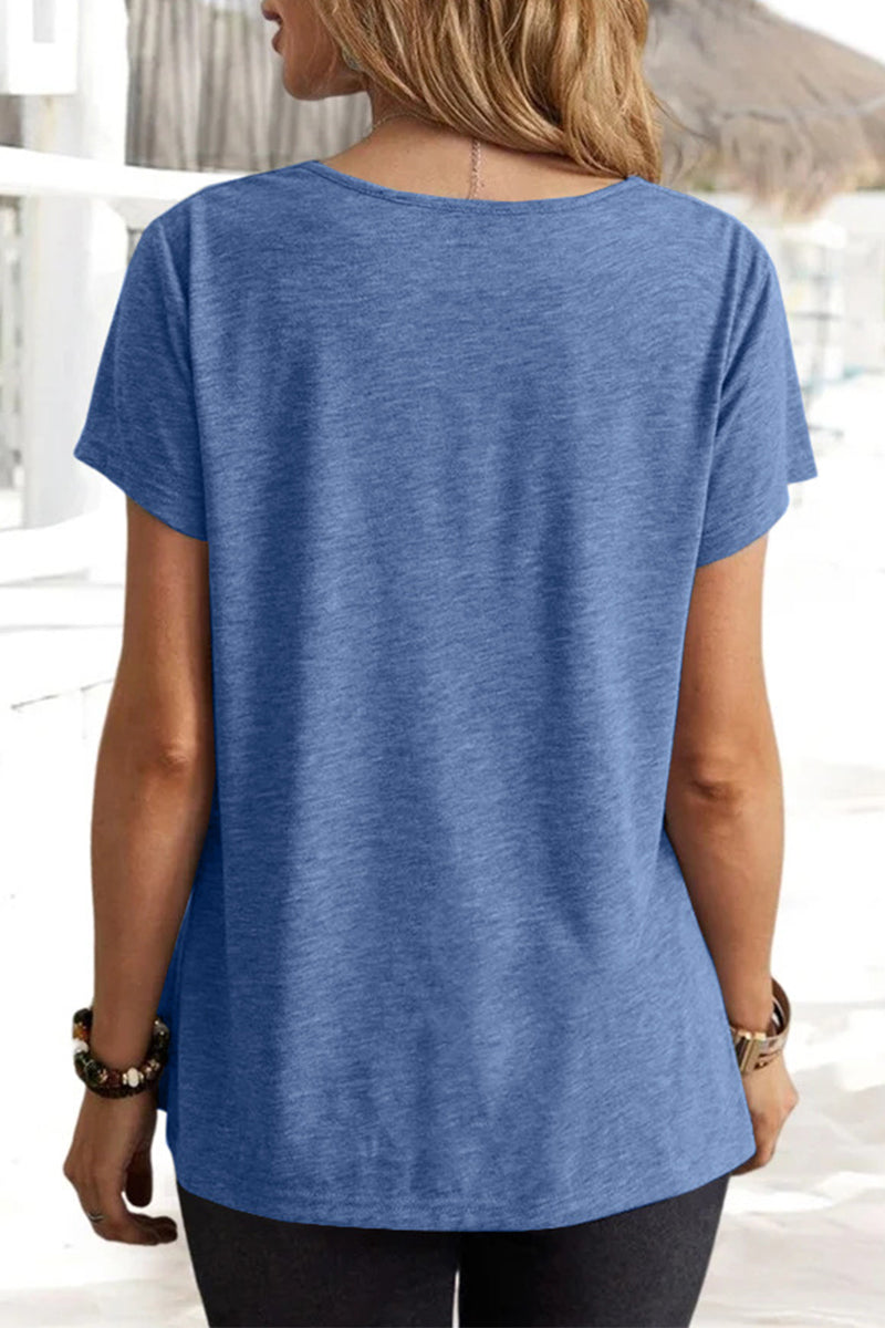 Camisetas informales asimétricas de cuello en U para uso diario (5 colores)