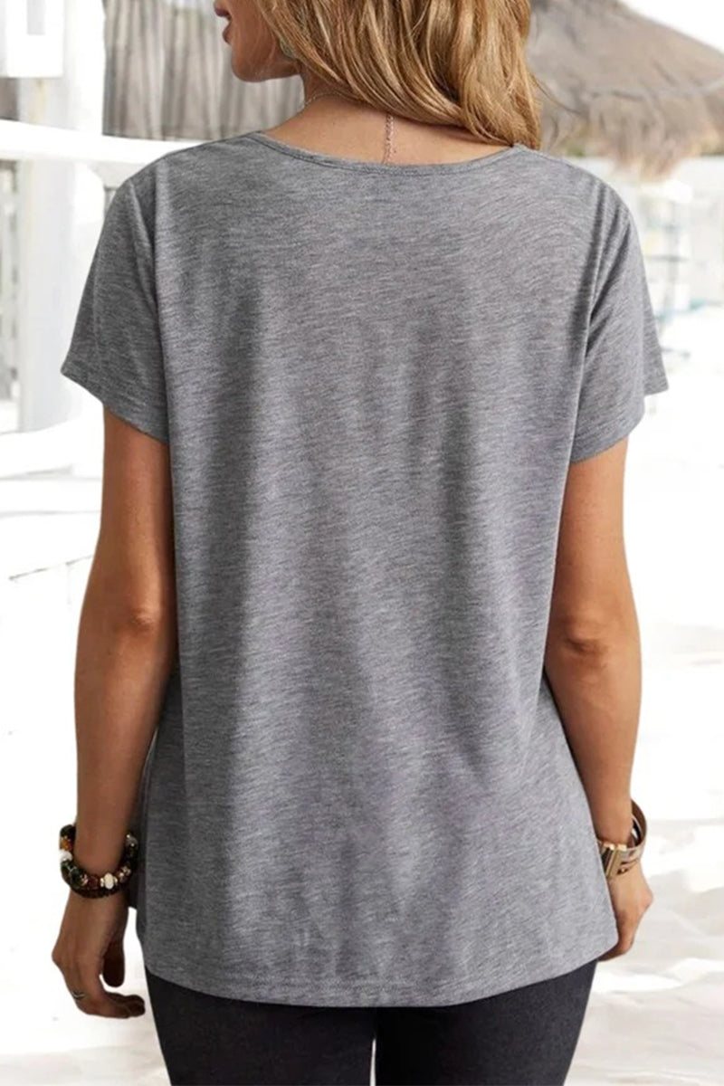 Camisetas informales asimétricas de cuello en U para uso diario (5 colores)