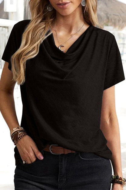 Camisetas informales asimétricas de cuello en U para uso diario (5 colores)
