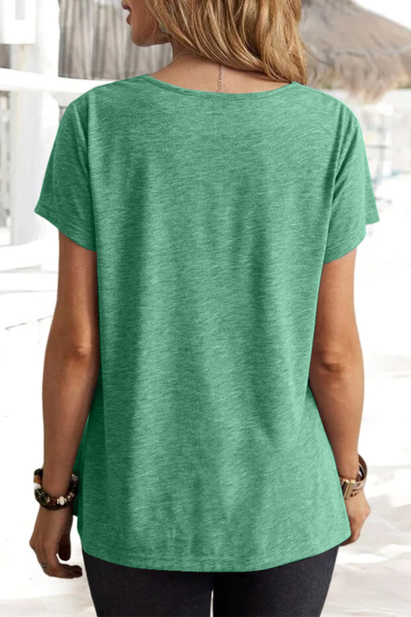 Camisetas informales asimétricas de cuello en U para uso diario (5 colores)