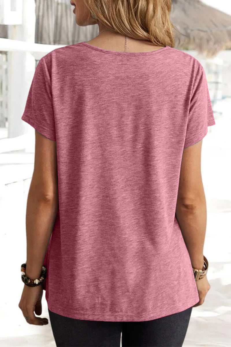 Camisetas informales asimétricas de cuello en U para uso diario (5 colores)