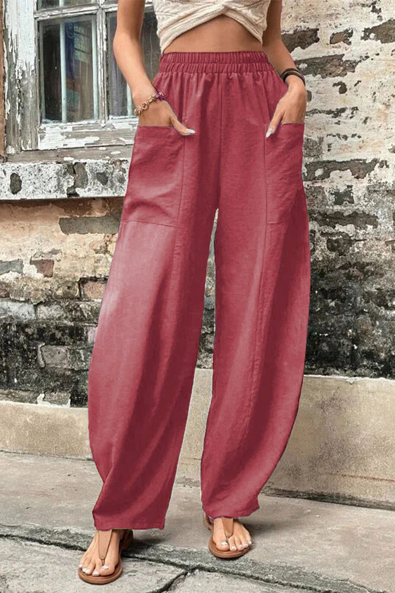 Pantalones Harlan holgados de cintura alta con bolsillos lisos para uso diario (11 colores)