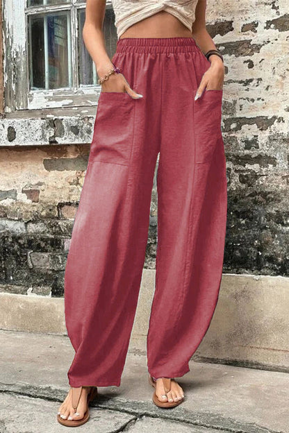Pantalones Harlan holgados de cintura alta con bolsillos lisos para uso diario (11 colores)