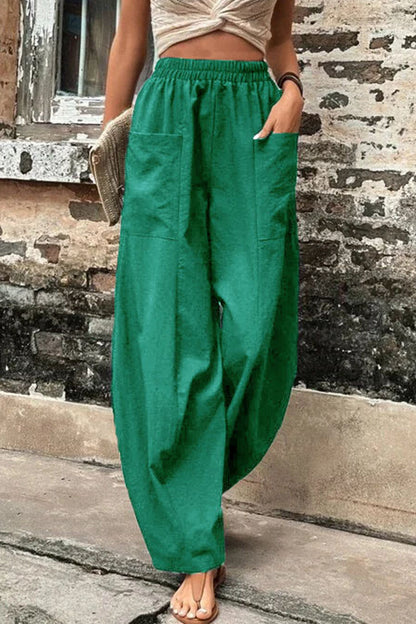 Pantalones Harlan holgados de cintura alta con bolsillos lisos para uso diario (11 colores)