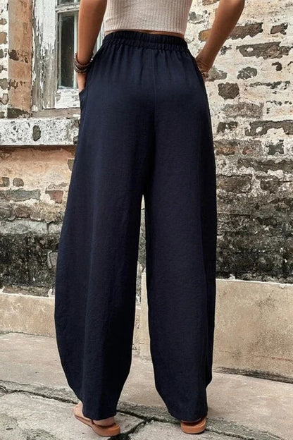 Pantalones Harlan holgados de cintura alta con bolsillos lisos para uso diario (11 colores)