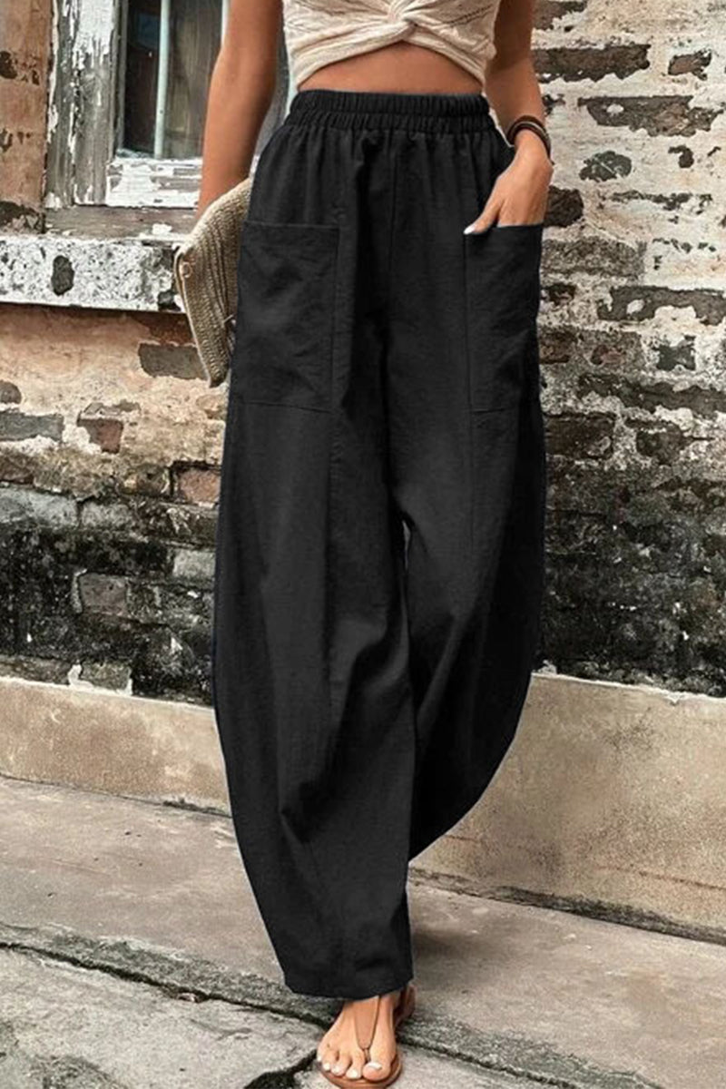 Pantalones Harlan holgados de cintura alta con bolsillos lisos para uso diario (11 colores)