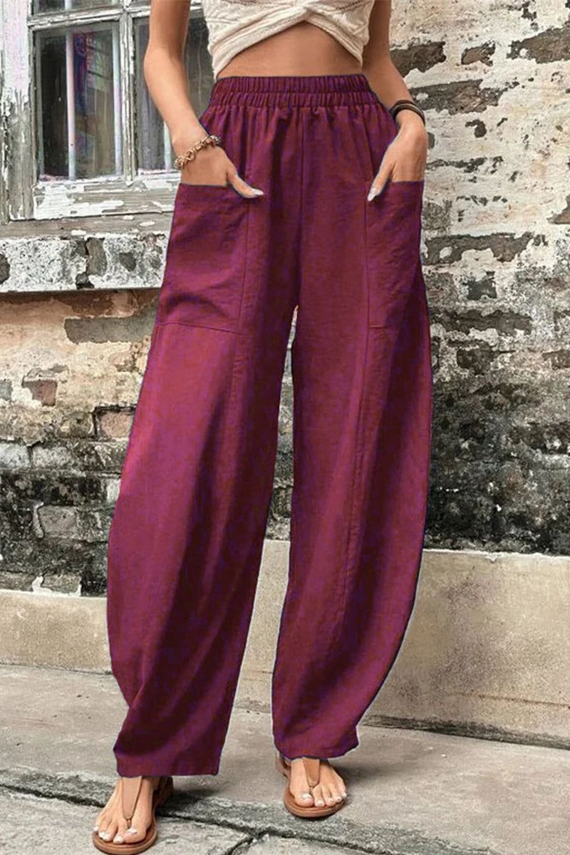 Pantalones Harlan holgados de cintura alta con bolsillos lisos para uso diario (11 colores)