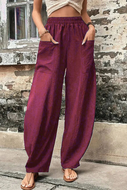 Pantalones Harlan holgados de cintura alta con bolsillos lisos para uso diario (11 colores)