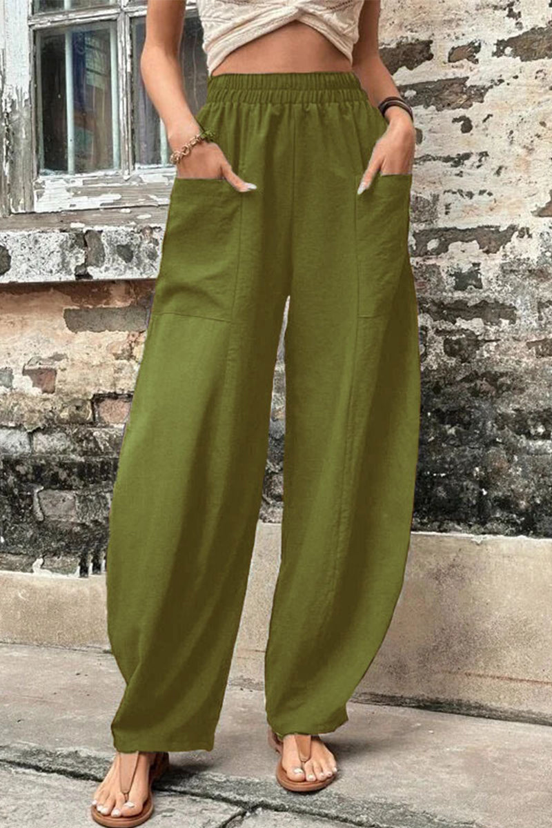 Pantalones Harlan holgados de cintura alta con bolsillos lisos para uso diario (11 colores)