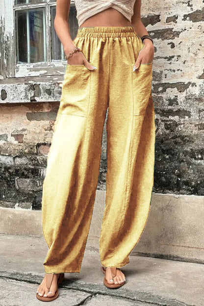 Pantalones Harlan holgados de cintura alta con bolsillos lisos para uso diario (11 colores)