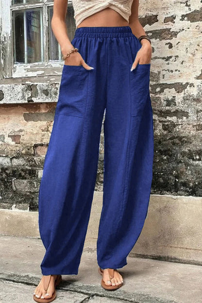 Pantalones Harlan holgados de cintura alta con bolsillos lisos para uso diario (11 colores)