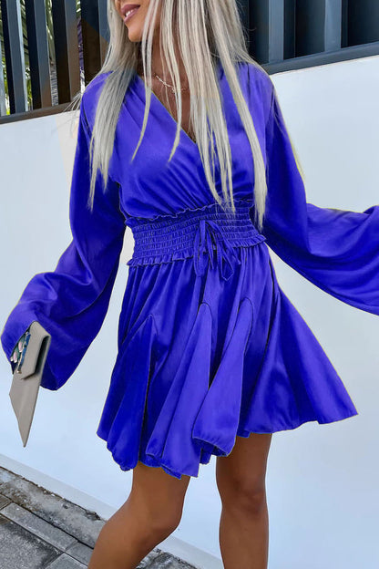 Vestidos casuales de vacaciones con cuello en V y frenillo liso en forma de A