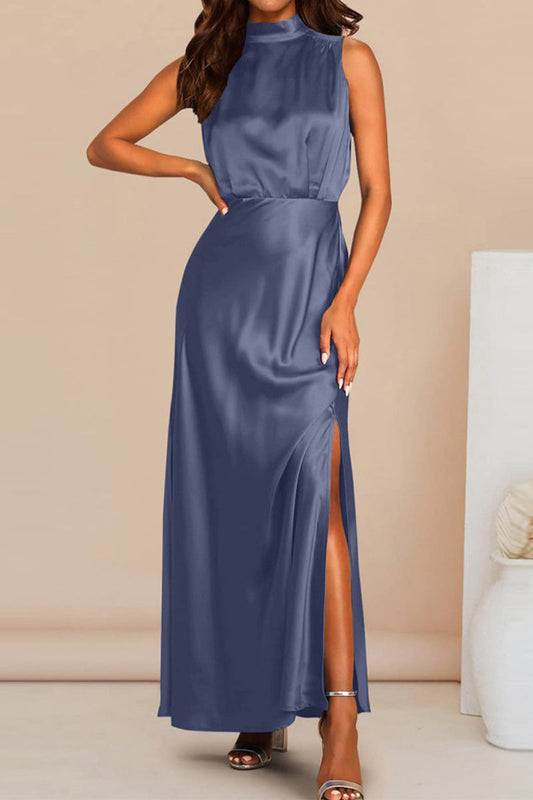Vestidos elegantes de celebridades con cuello halter, color liso y corte A (5 colores)