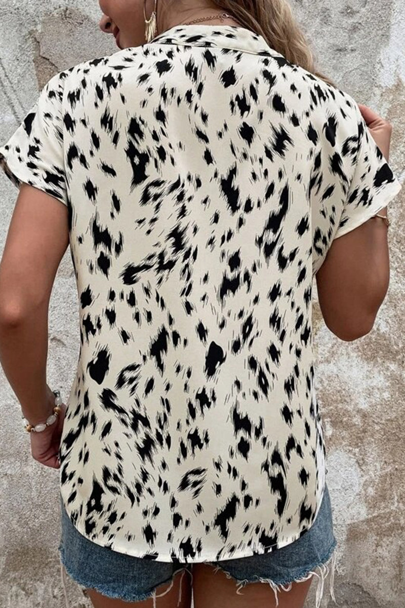Tops casuales con cuello en V y estampado urbano de patchwork (6 colores)