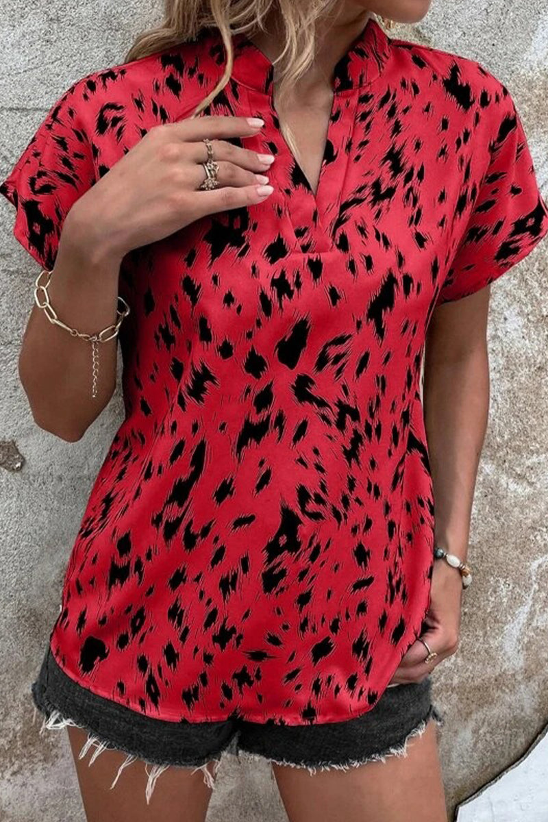 Tops casuales con cuello en V y estampado urbano de patchwork (6 colores)