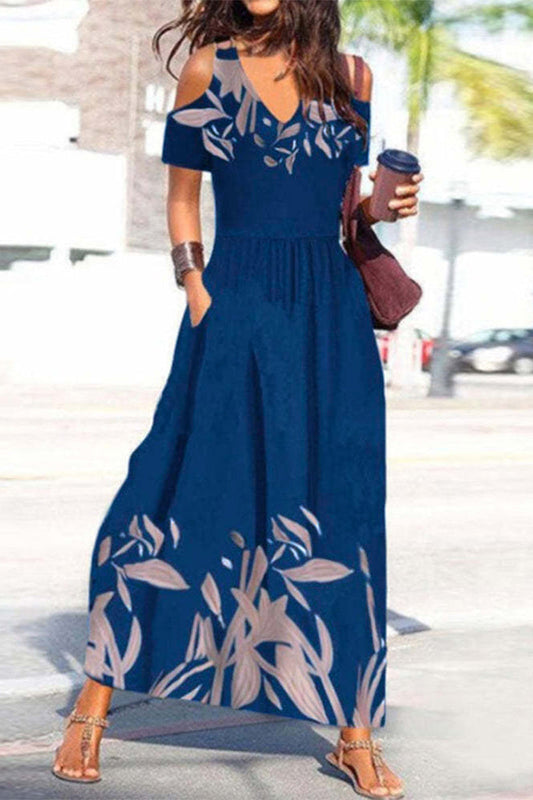 Vestidos casuales de corte A con cuello en V y estampado de patchwork