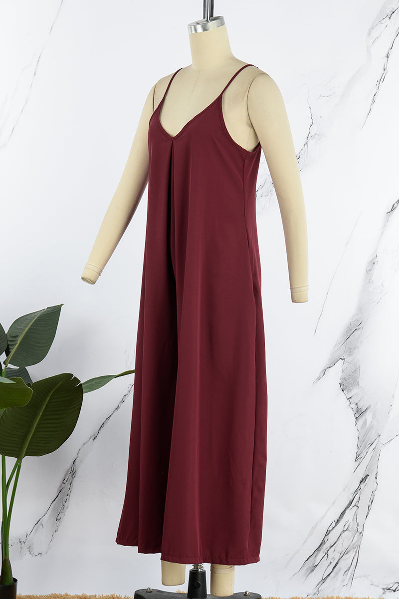 Monos casuales sueltos de color liso con cuello en V (6 colores)