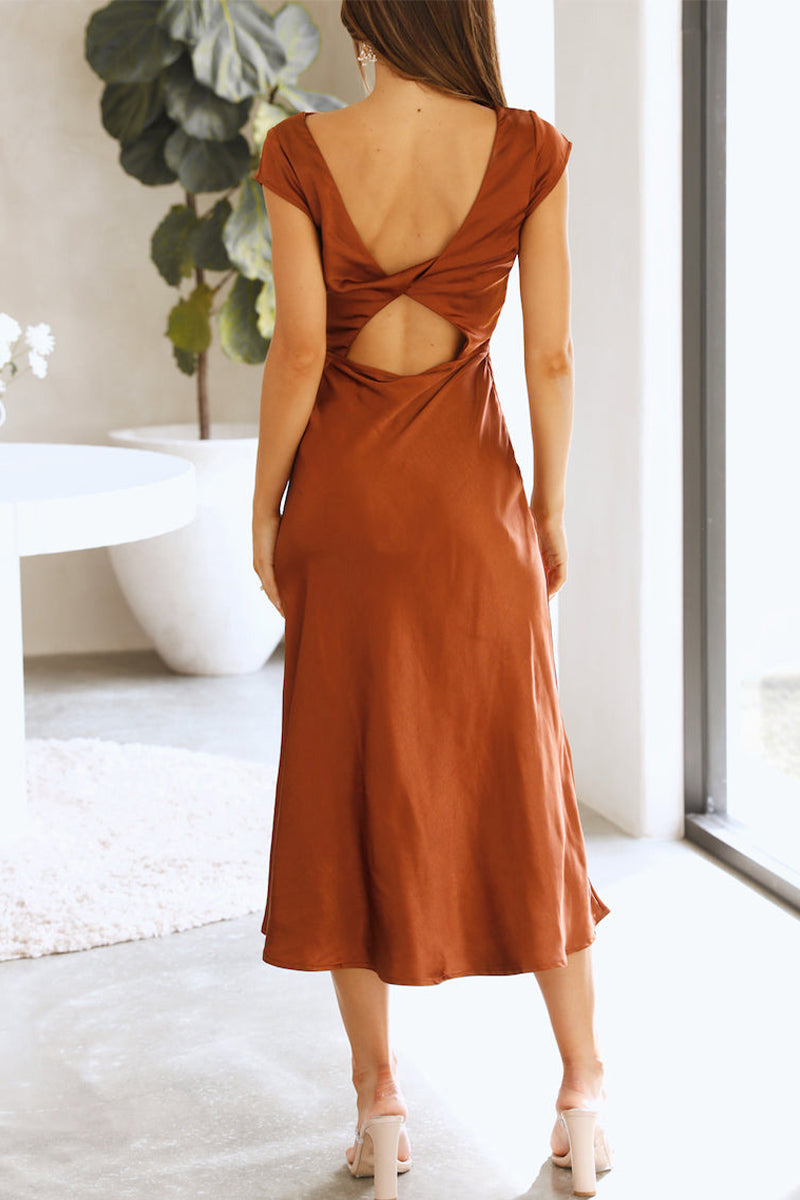 Vestidos elegantes de celebridades, de color sólido, con aberturas laterales, corte A (3 colores)