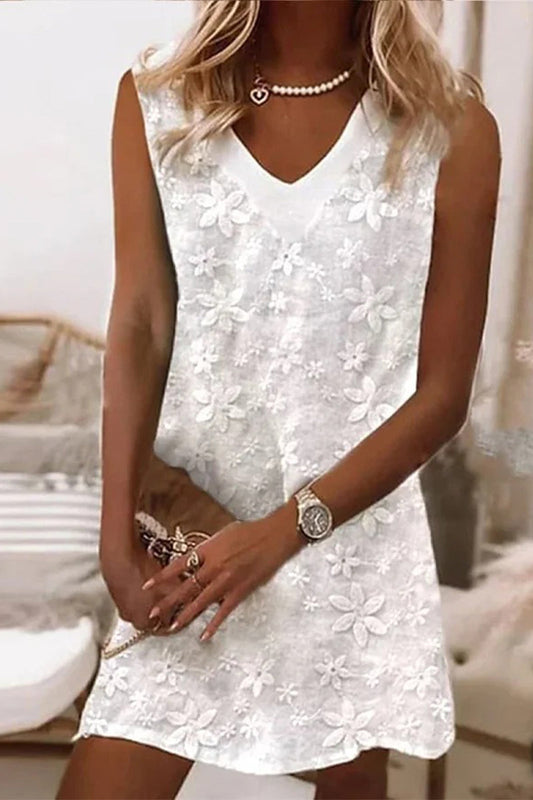 Vestido informal de tirantes con bordado liso y dulce (6 colores)